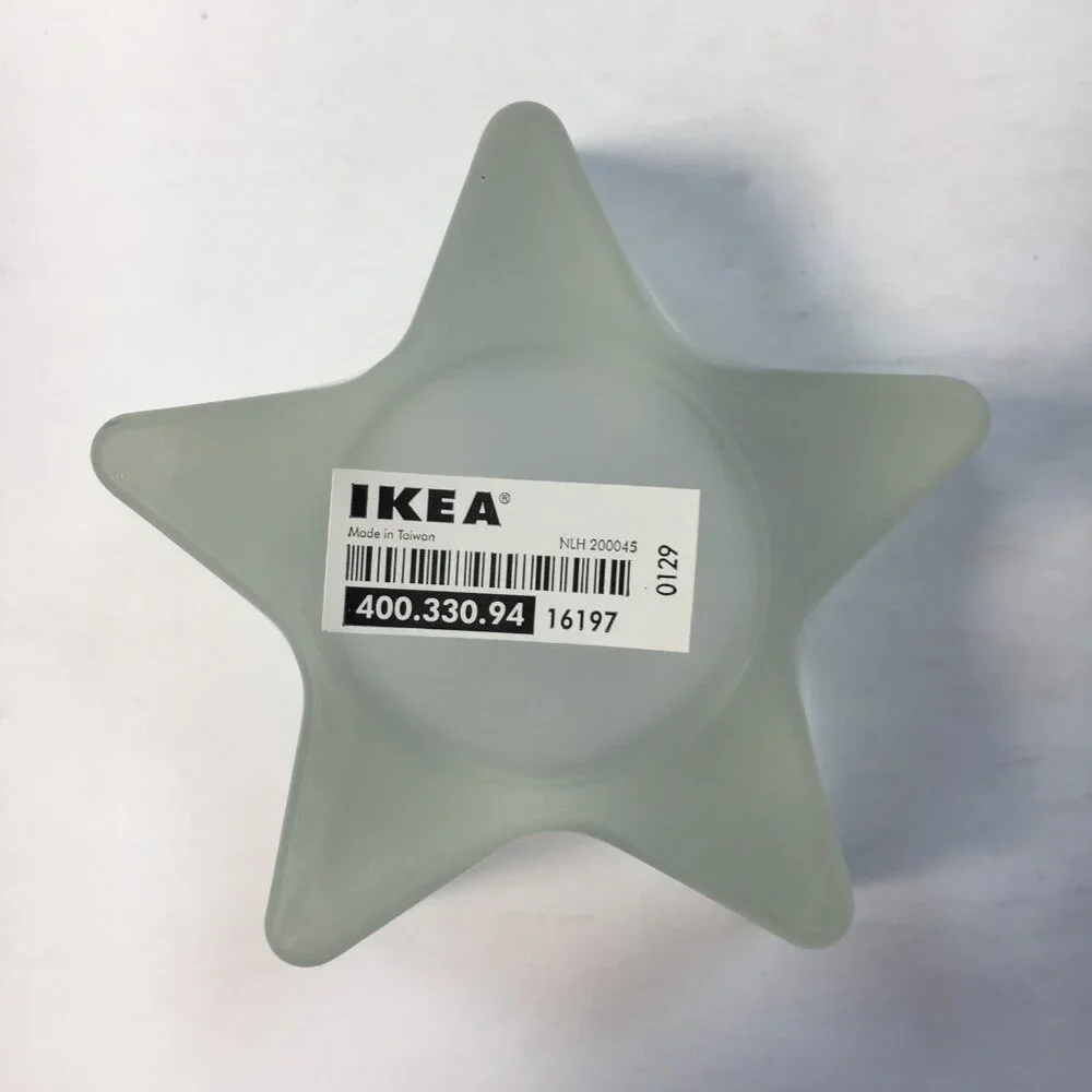 Ikea 2 Star Shaped Frosted Glass Candle Tea Light Holders 1.5
